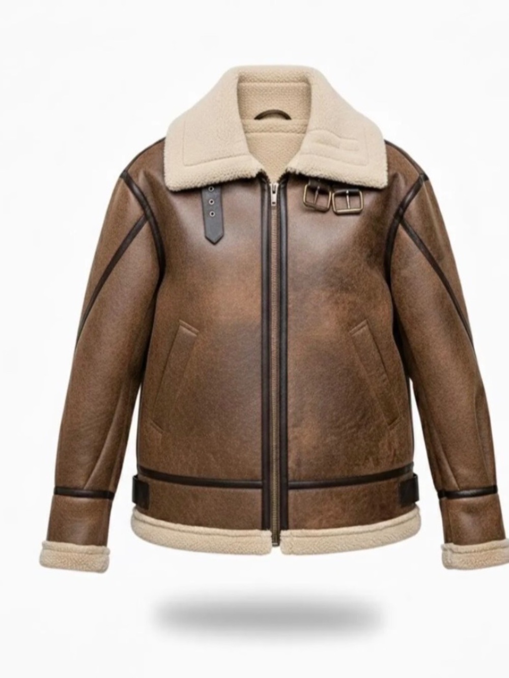 ALPHA INDUSTRIES B-3 Leather & Shearling B-3 Bomber Jacket Sz M AUTH